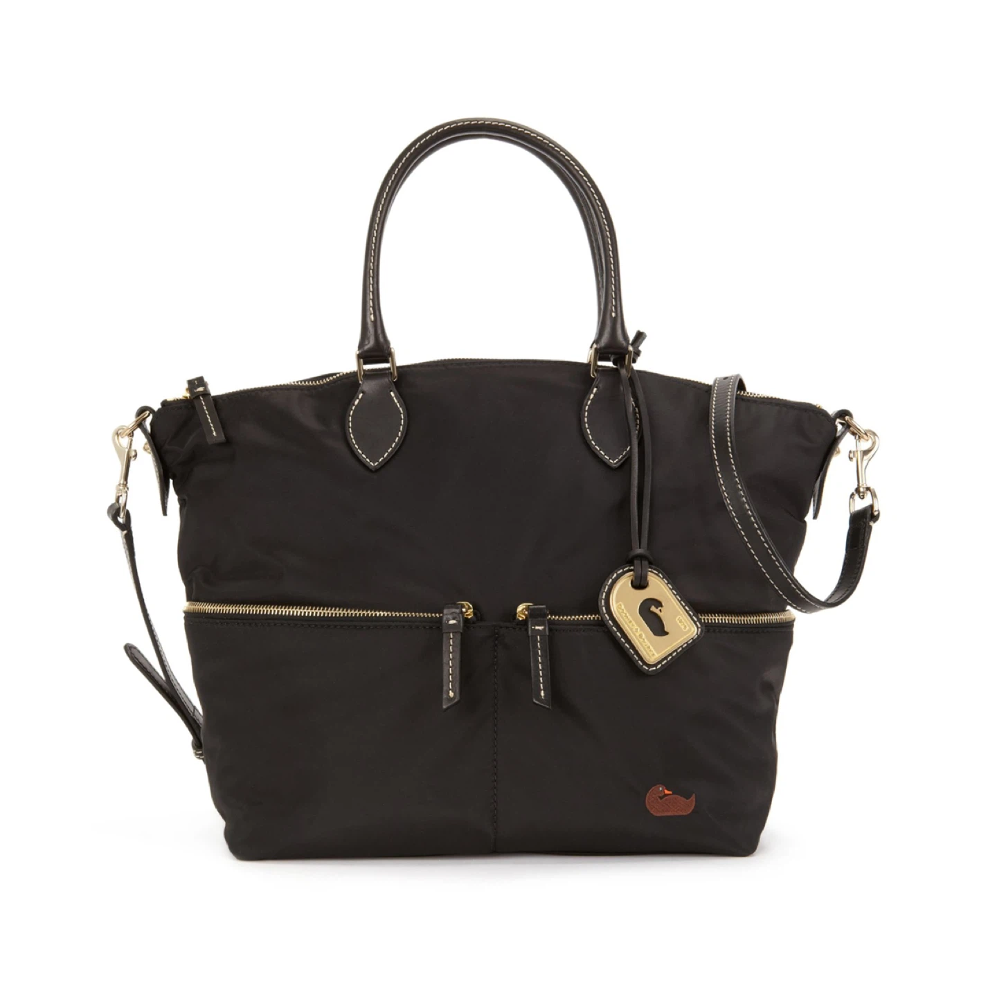 DOONEY & BOURKE Black Nylon Leather Trim Crossbody Bag Satchel