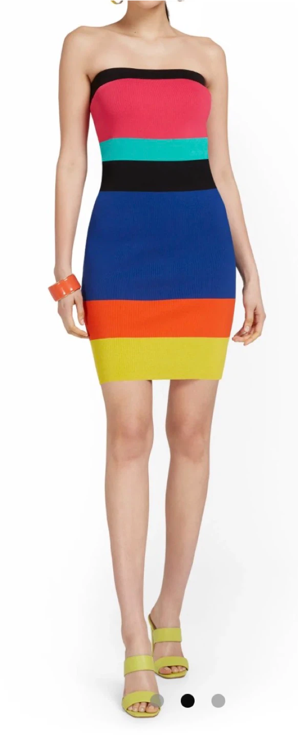NY&C Striped Strapless Bodycon Dress - Medium