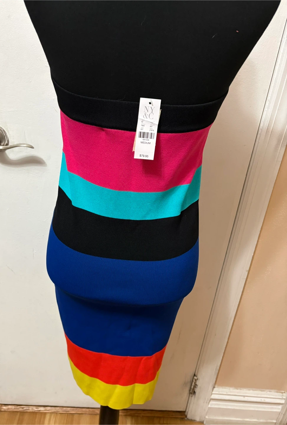 NY&C Striped Strapless Bodycon Dress - Medium - photo 5