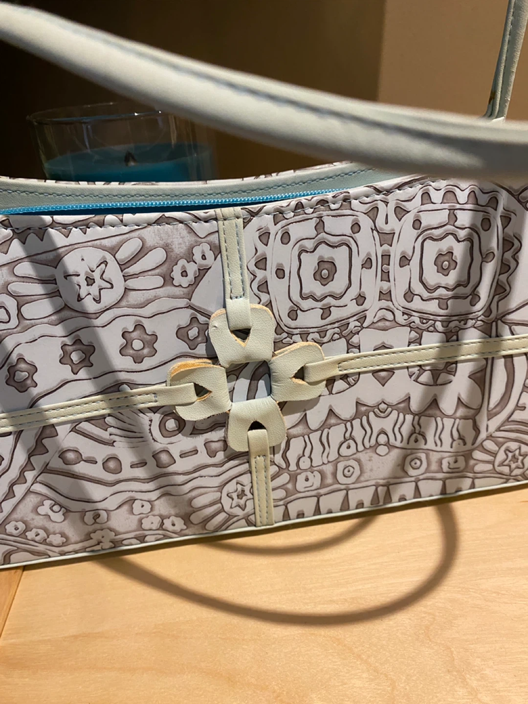 Light Blue Patterned Shoulder Bag