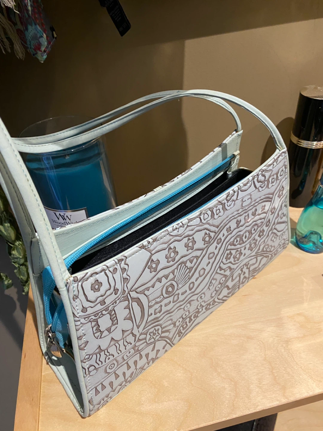 Light Blue Patterned Shoulder Bag - photo 2