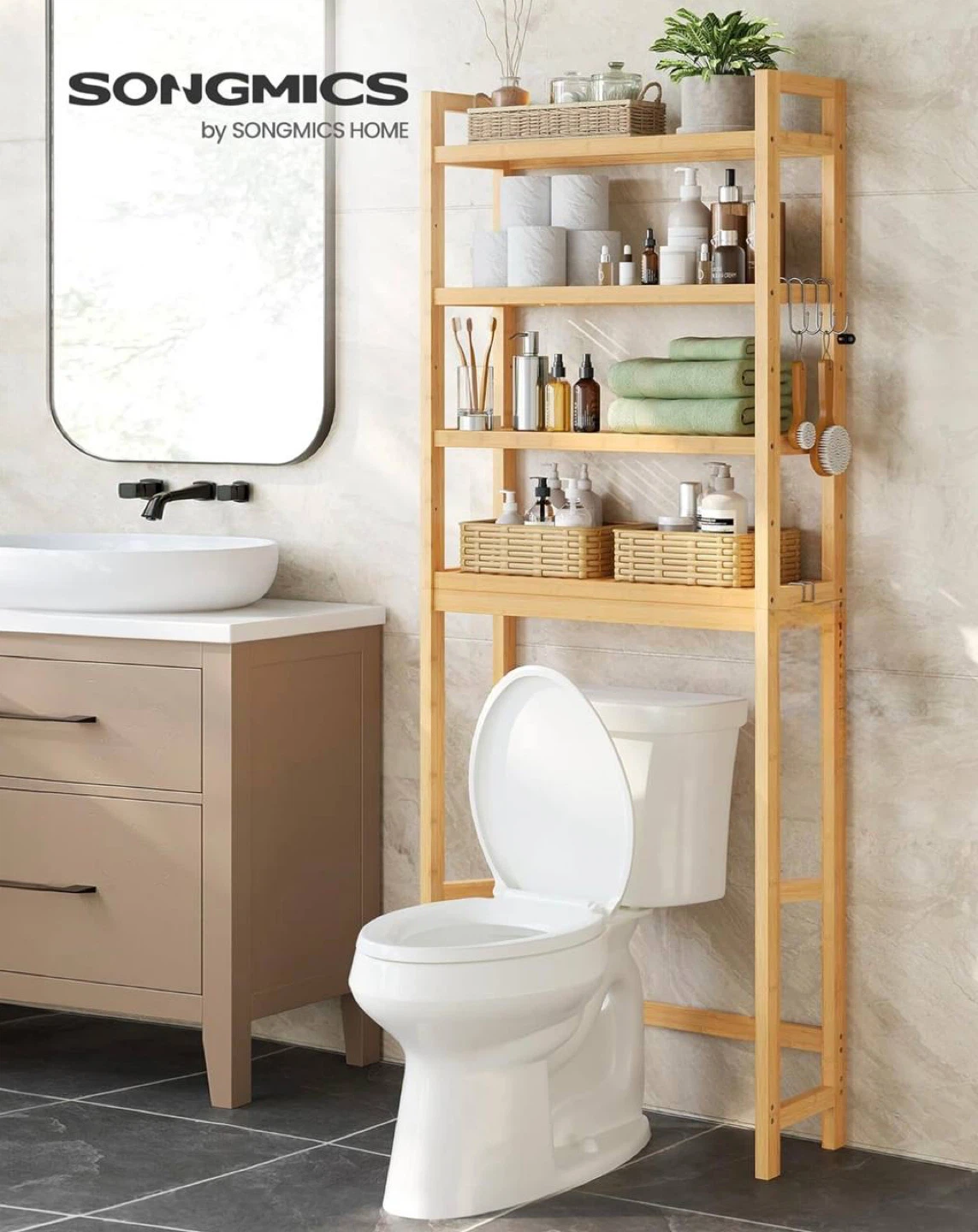 Over The Toilet Storage – 4-Tier Bathroom Organizer – Assembled - photo 5