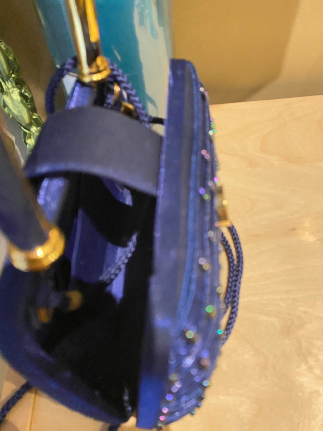 Blue Evening Handbag with Embellishments - photo 2