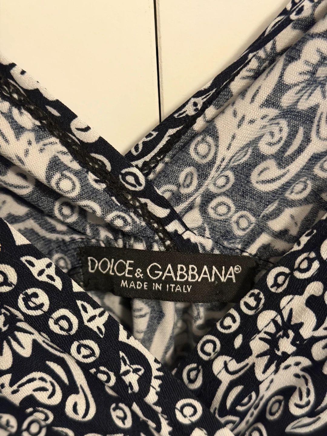 Dolce & Gabbana Navy & White Patterned V-Neck Dress - photo 5
