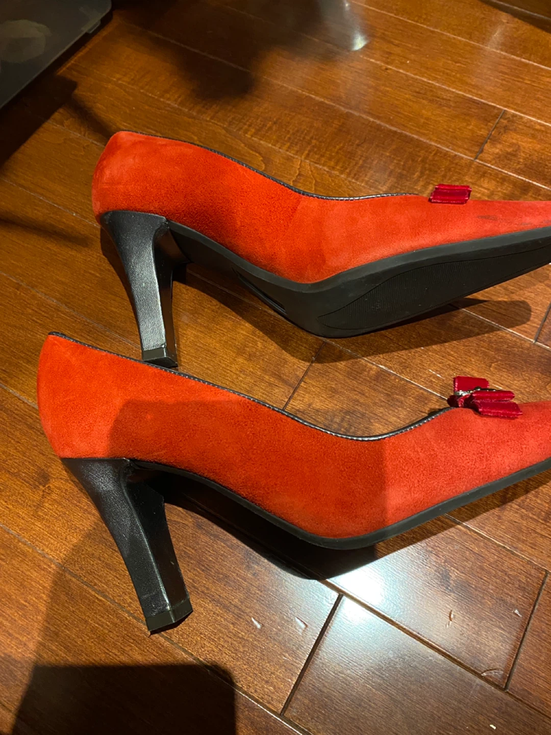 UNISA Red Suede Heeled Pumps with Jewel Detail - photo 4