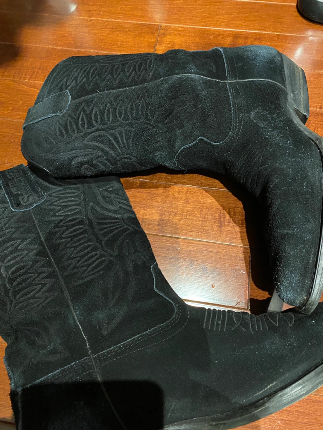 Black Suede Cowboy Boots - photo 2