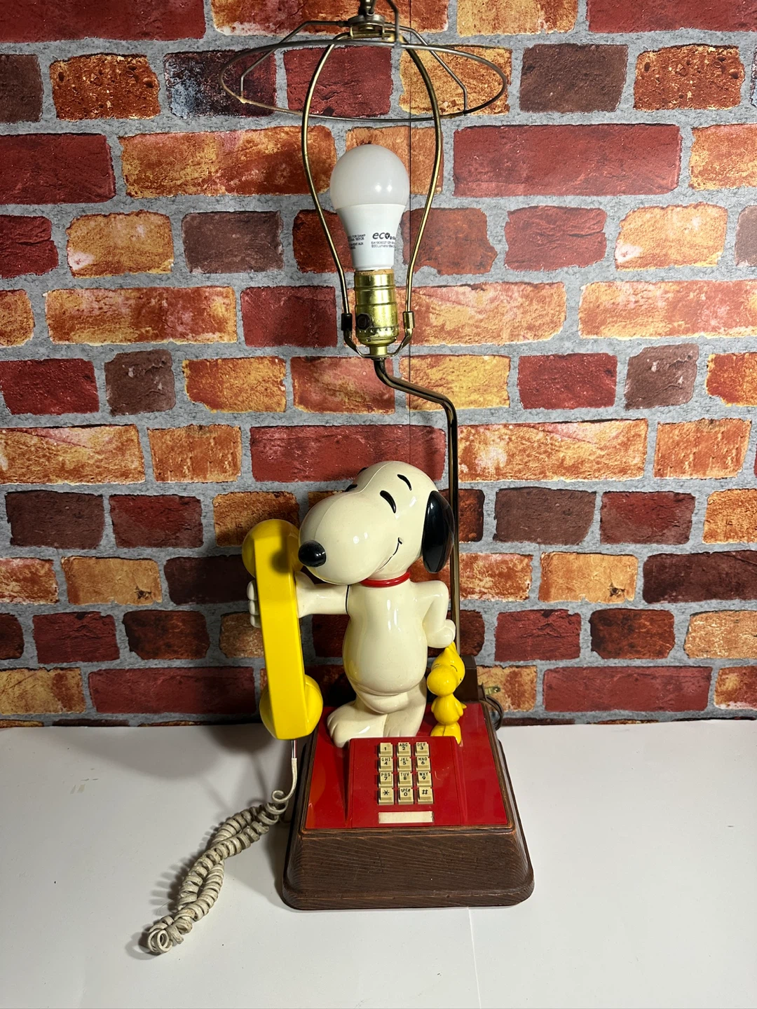 Vintage 1980s  Snoopy & Woodstock Peanuts Phone Telephone Lamp