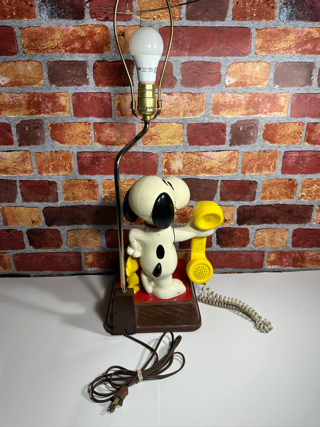 Vintage 1980s  Snoopy & Woodstock Peanuts Phone Telephone Lamp - photo 5