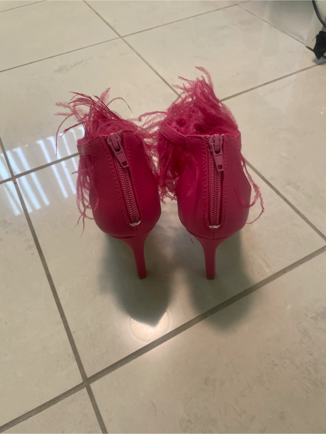 Hot Pink Feather Heeled Sandals Size 38 - photo 2
