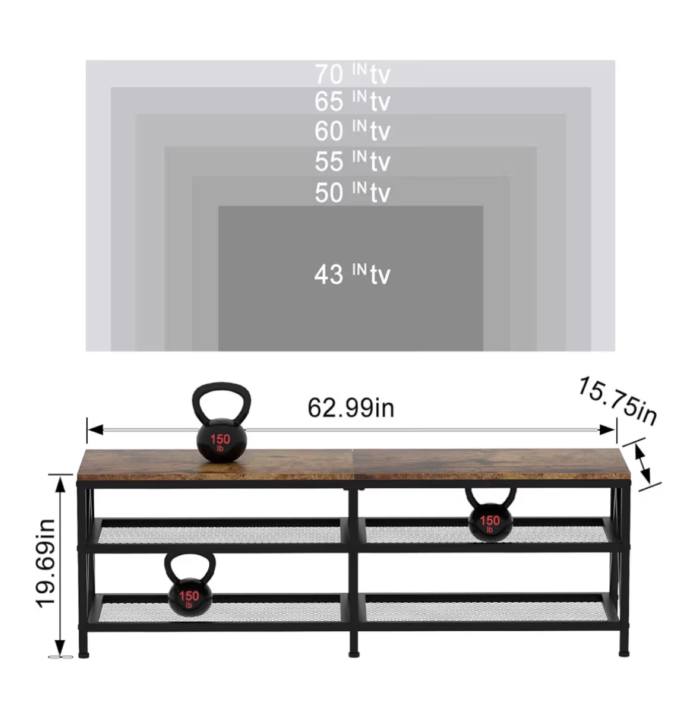 Industrial Style TV Stand for TVs up to 70 inches - photo 2