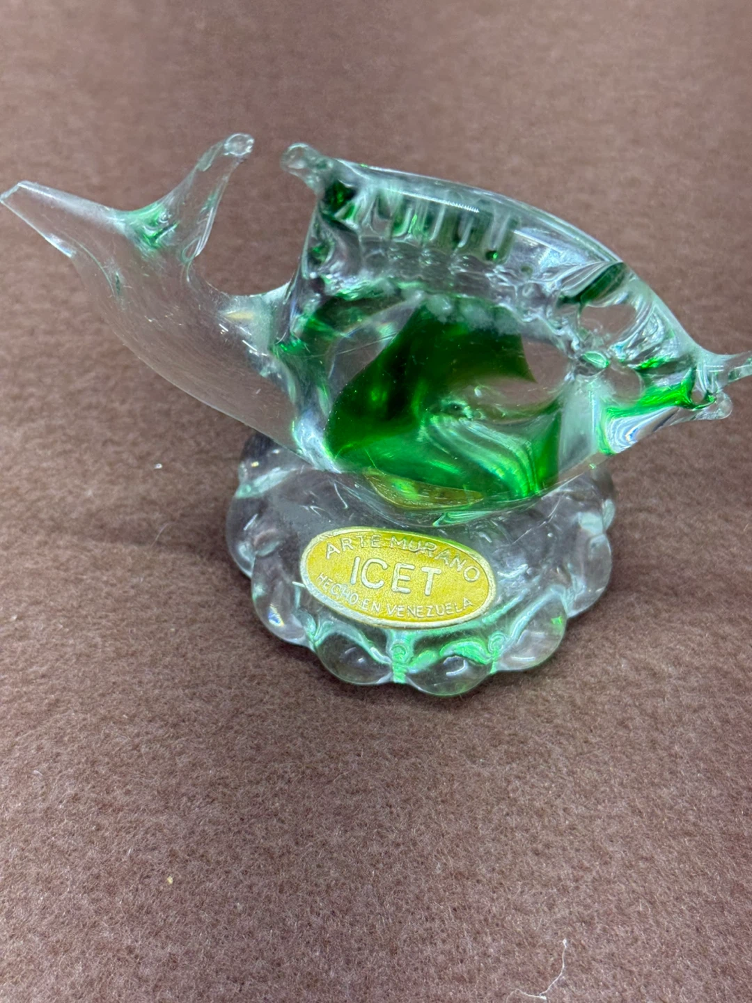 Murano Glass Fish Figurine with Green Accent - ICET - photo 3