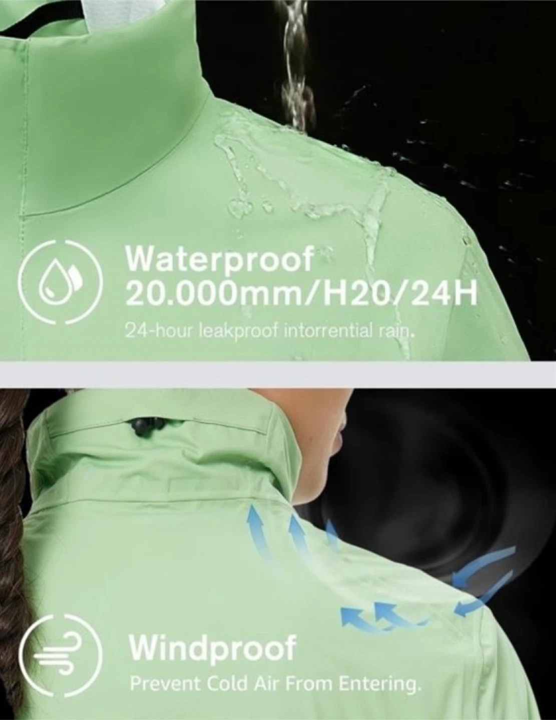 Lightweight Waterproof & Windproof Golf Jacket - Mint Green - photo 3