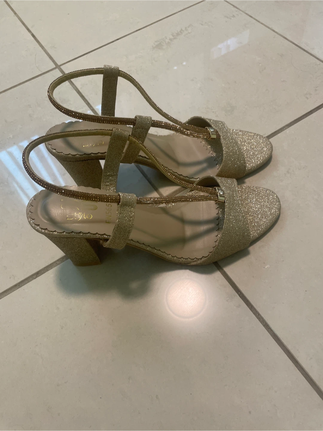 Sparkly Gold Wedge Heels Size 39 - photo 2
