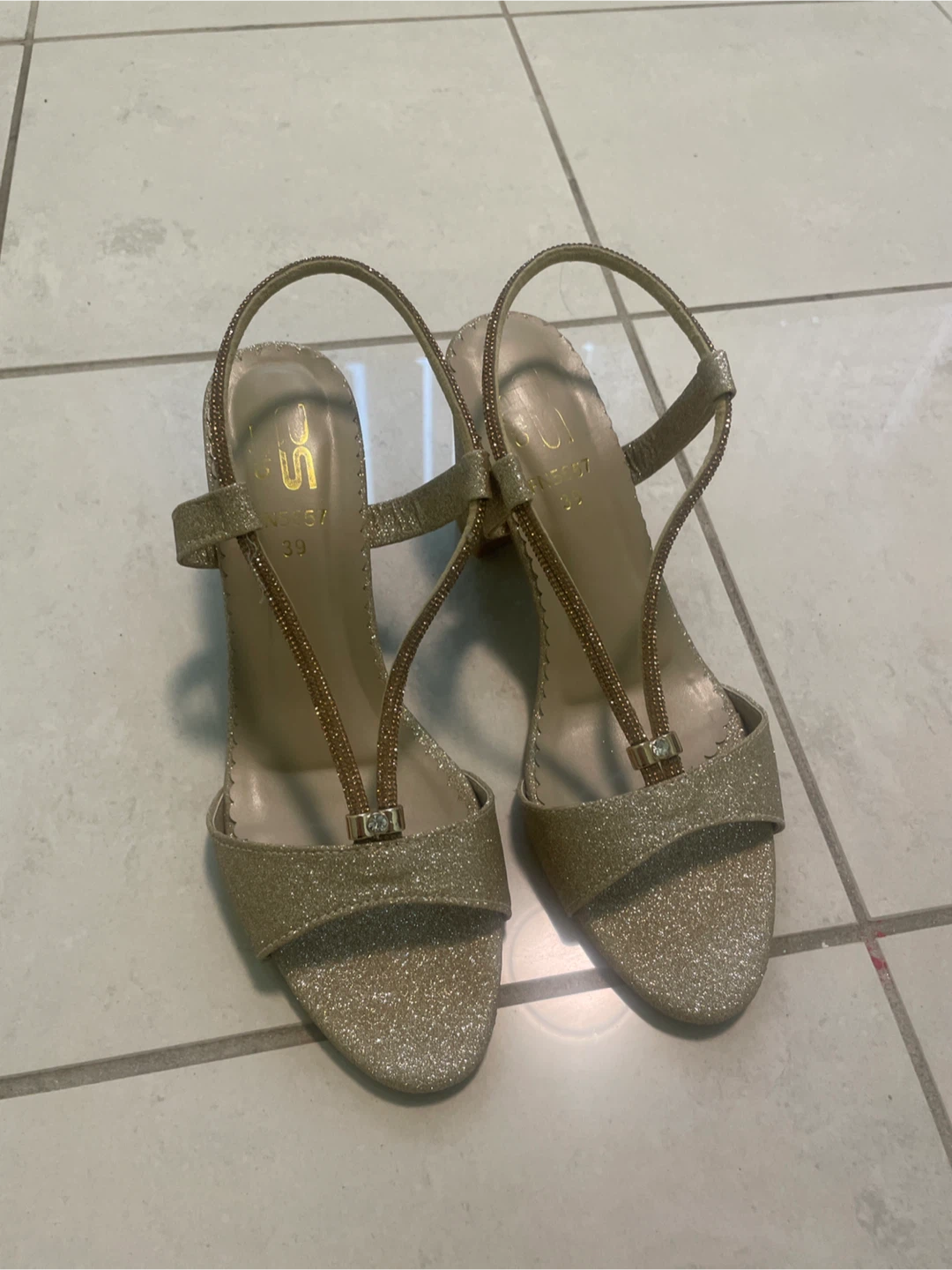 Sparkly Gold Wedge Heels Size 39
