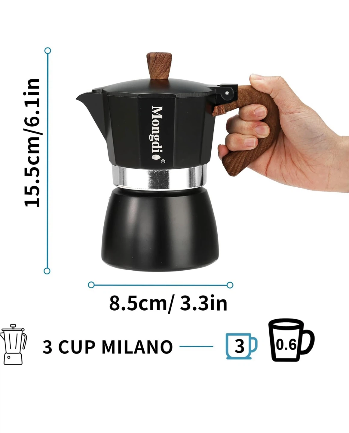 Mongdio 3 Cup Moka Pot Coffee Maker - photo 4