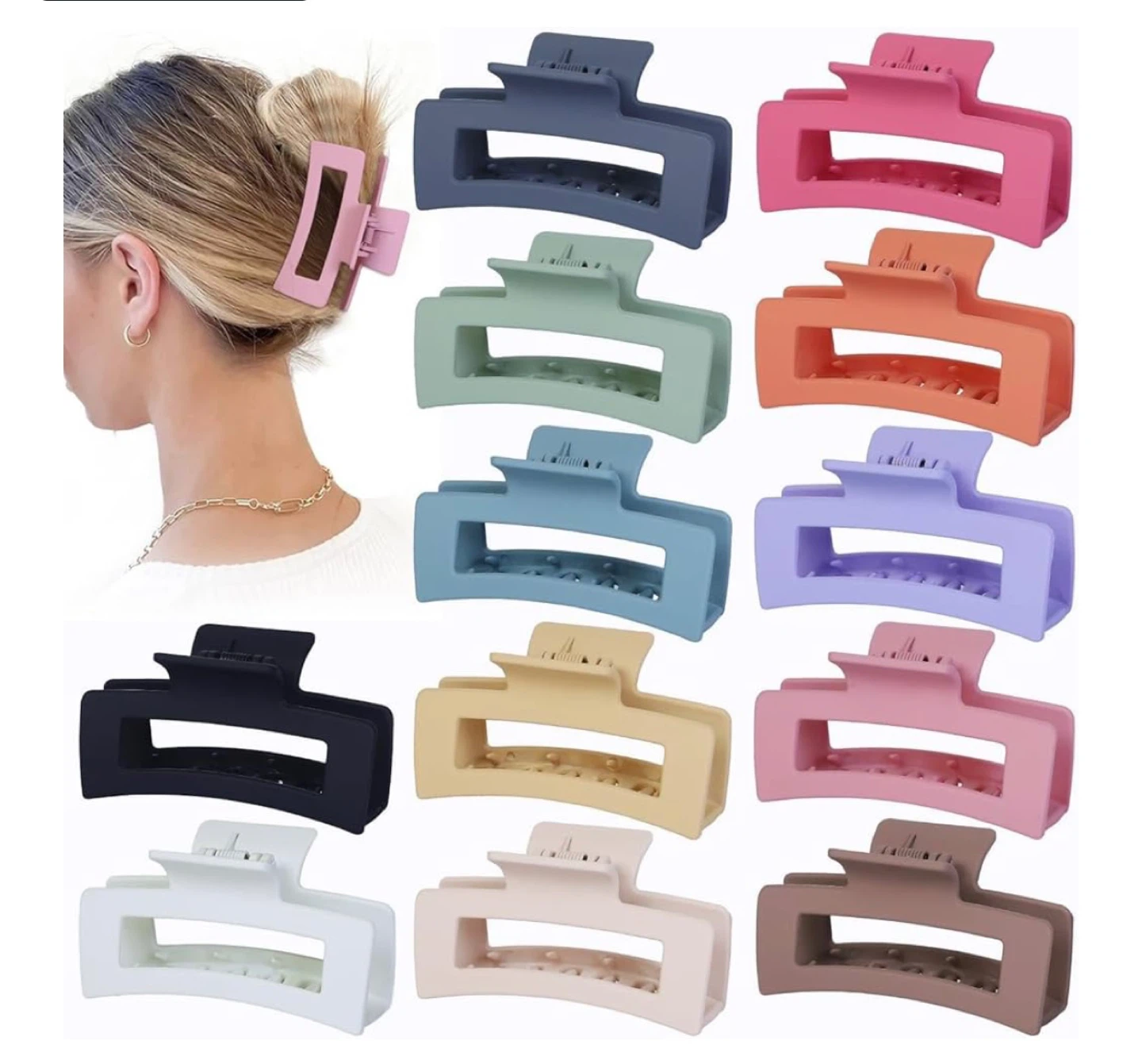 Matte Large Hair Claw Clips Set
