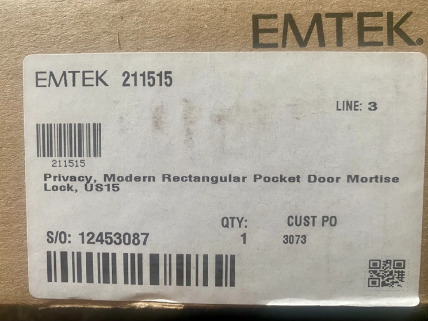 Emtek Modern Rectangular Pocket Door Mortise Lock - Satin Black