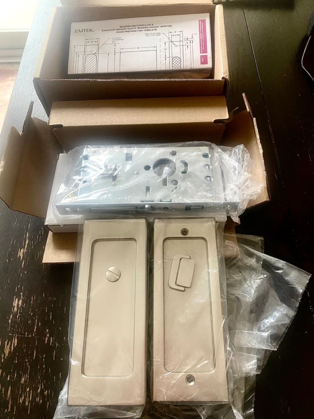Emtek Modern Rectangular Pocket Door Mortise Lock - Satin Black - photo 2