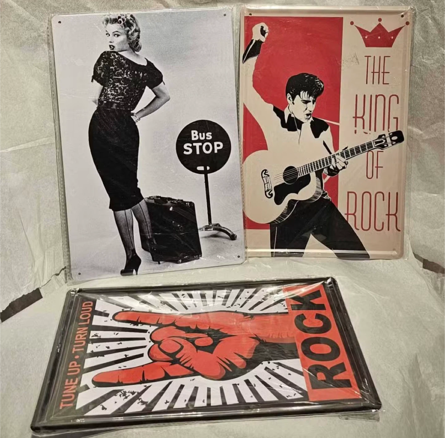 Set of 3 Vintage Style Metal Signs (8"x12")