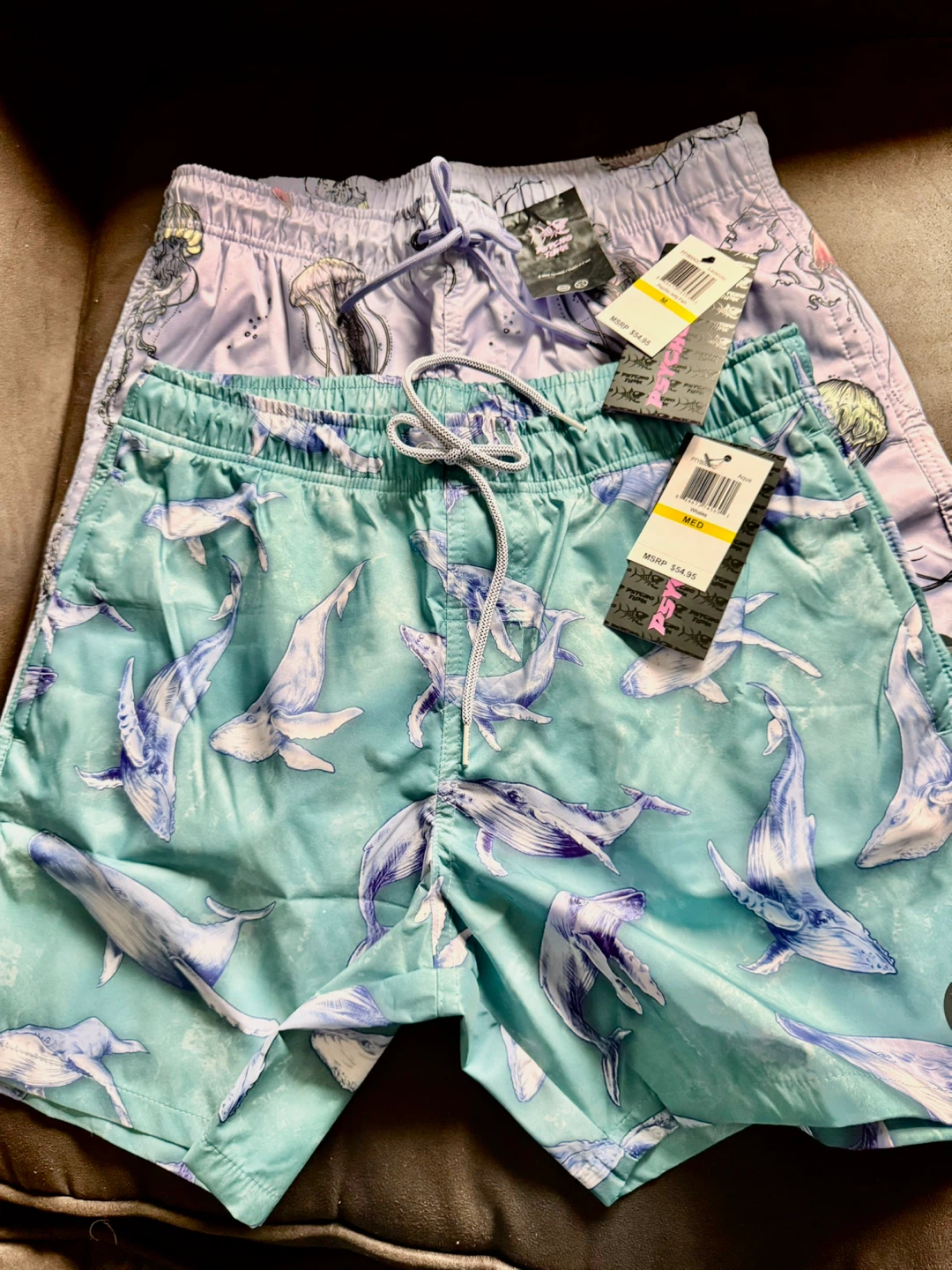PSYCHO TUNA Swim Trunks Whale & Jellyfish Print Size Medium