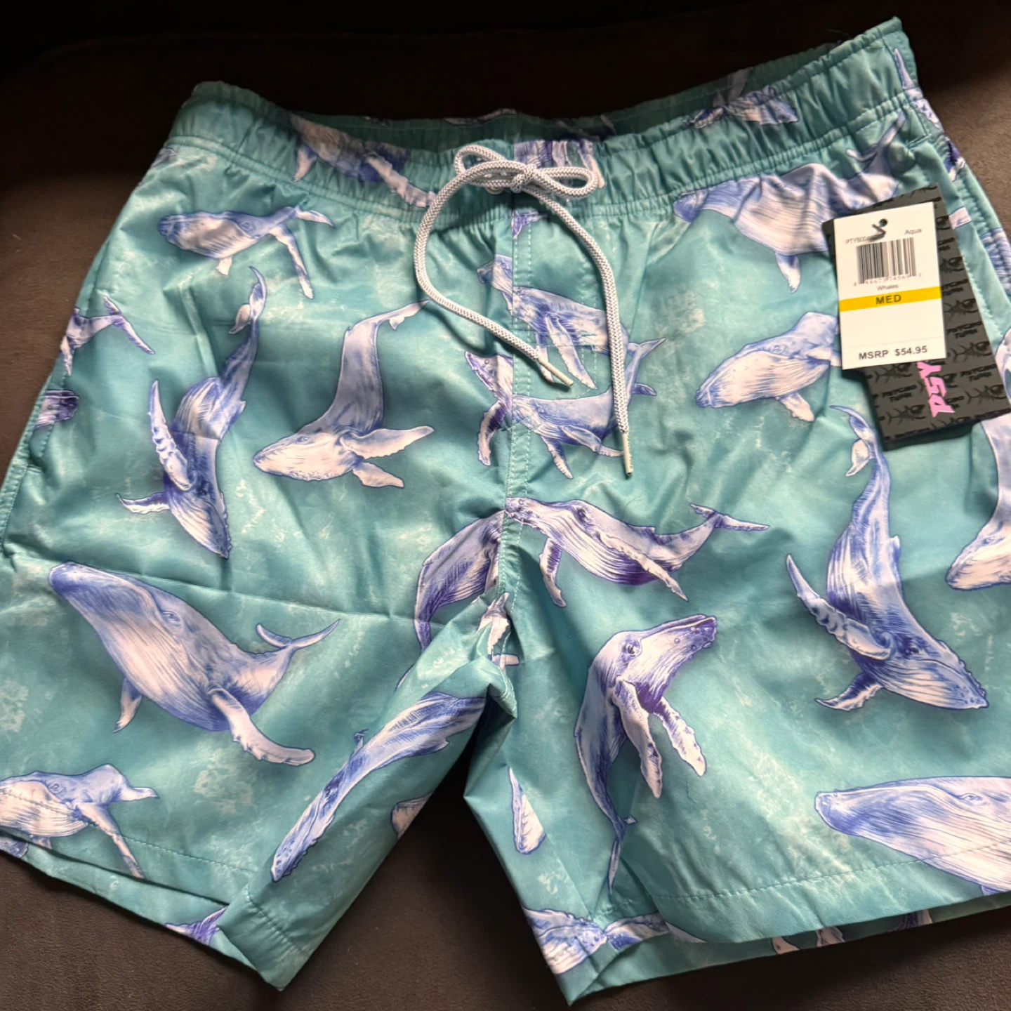 PSYCHO TUNA Swim Trunks Whale & Jellyfish Print Size Medium - photo 3