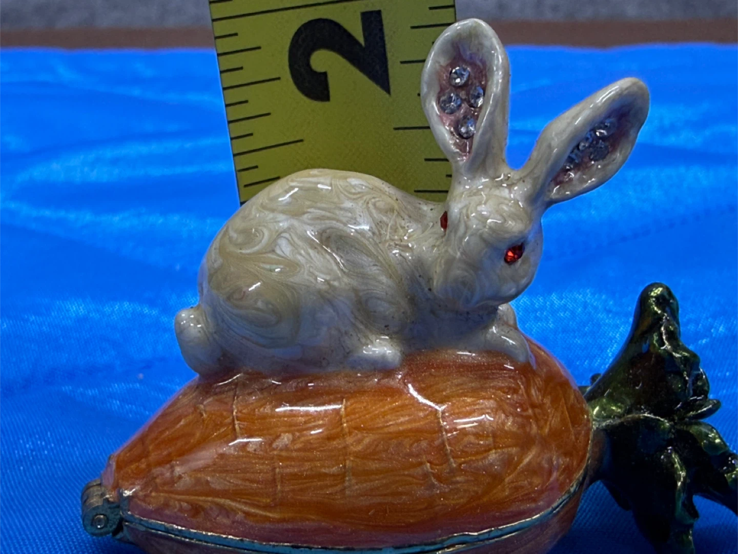 Enamel Bunny on Carrot Trinket Box - photo 4