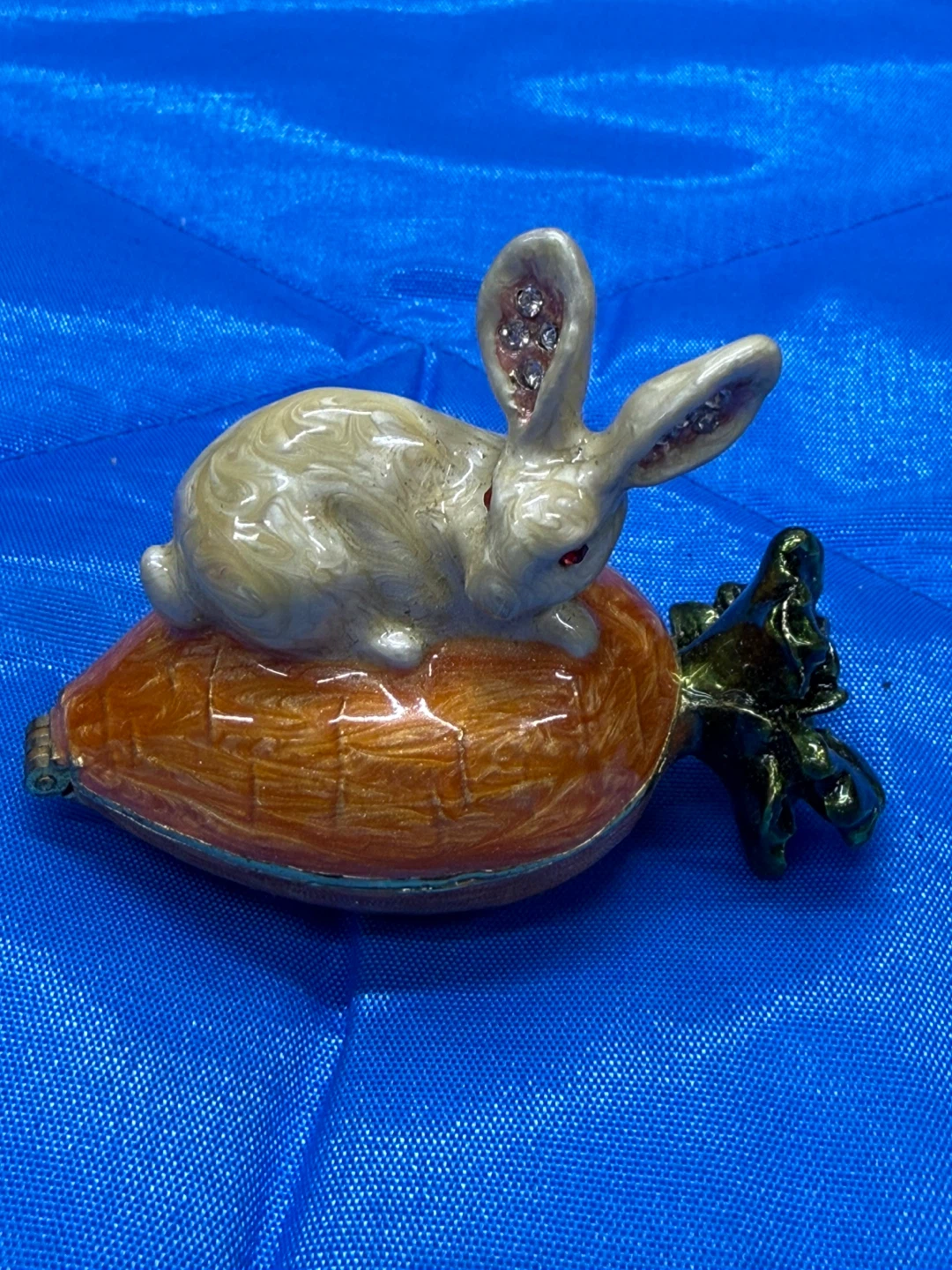 Enamel Bunny on Carrot Trinket Box