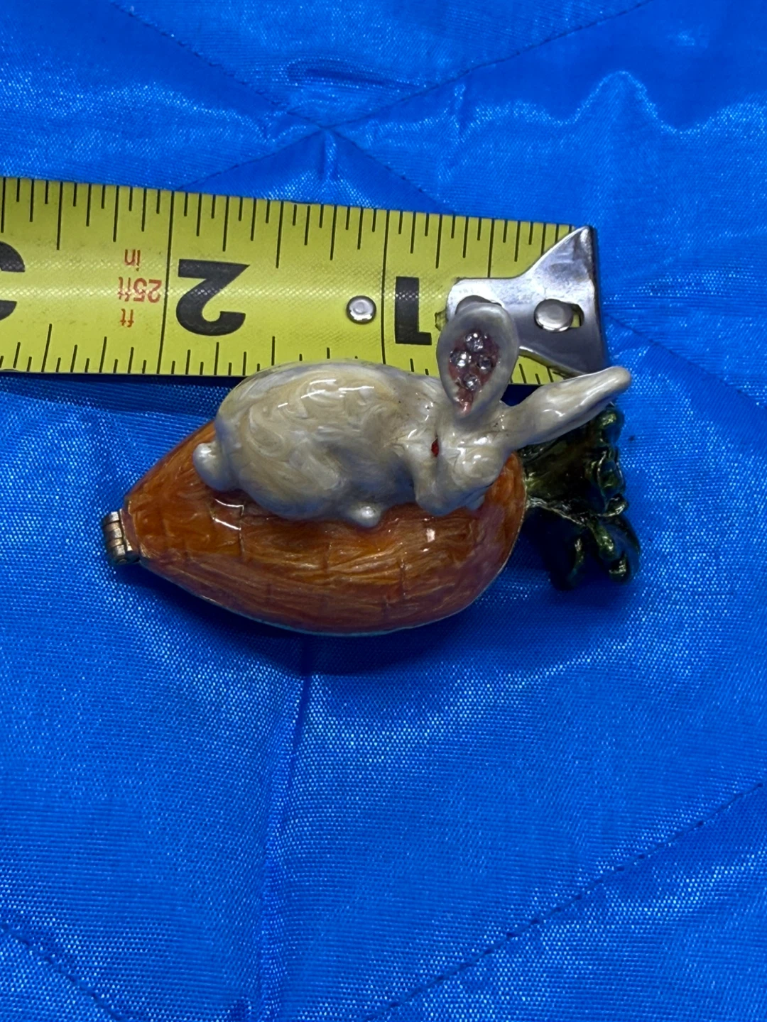 Enamel Bunny on Carrot Trinket Box - photo 3