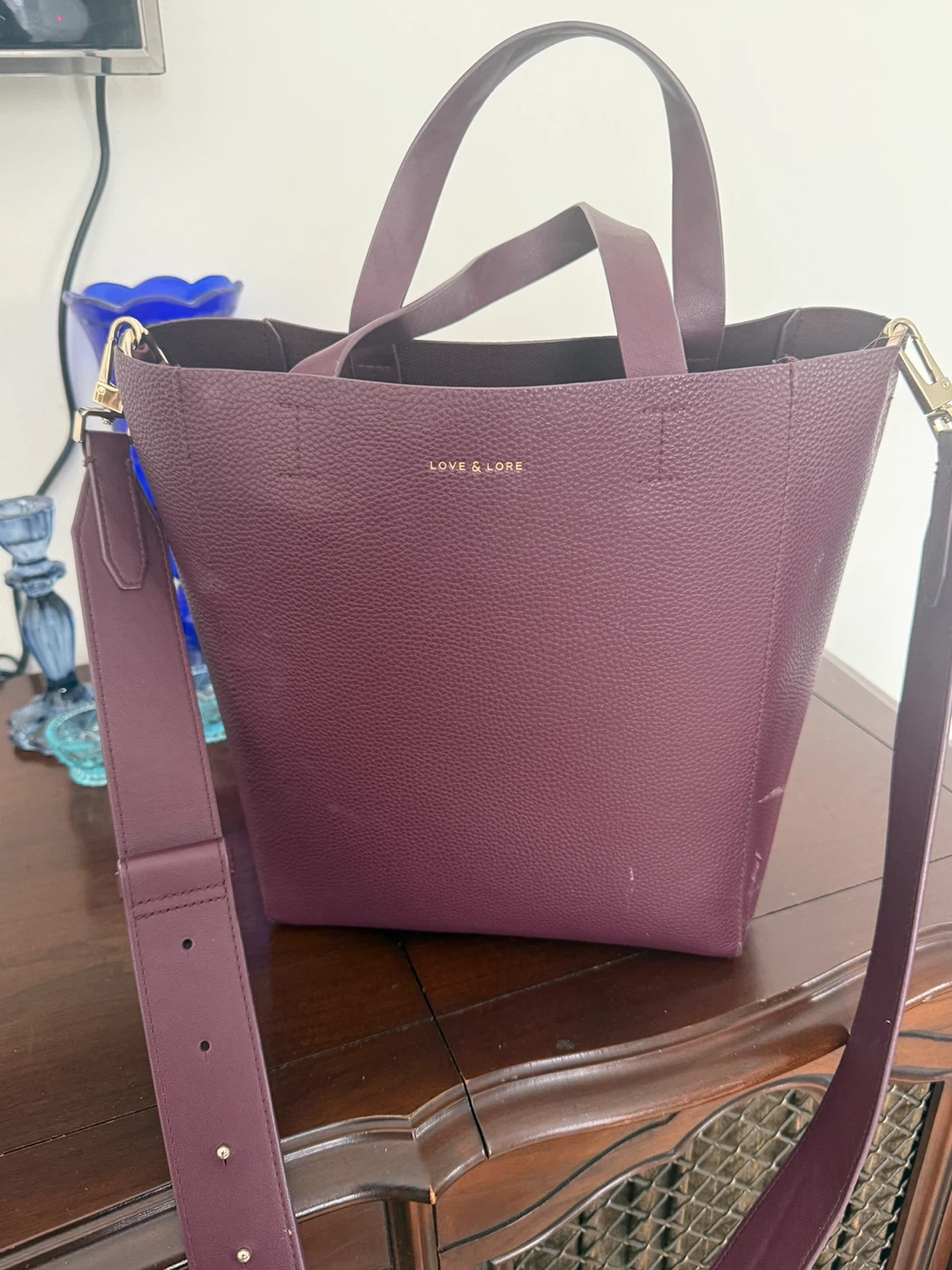 Burgundy -LOVE & LORE Tote Bag