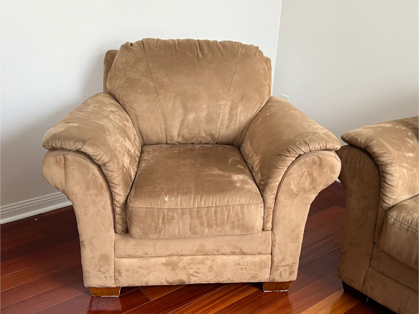 Moving sale-Brown Suede Sofa and Armchair Set - photo 3