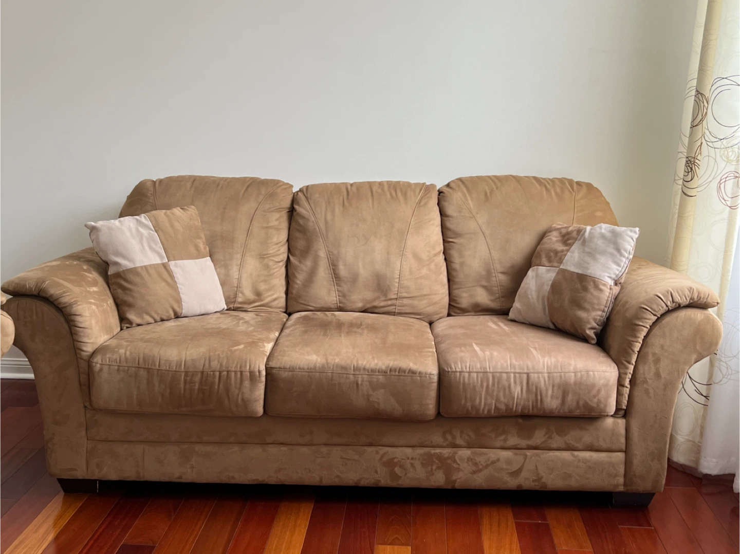 Moving sale-Brown Suede Sofa and Armchair Set - photo 2