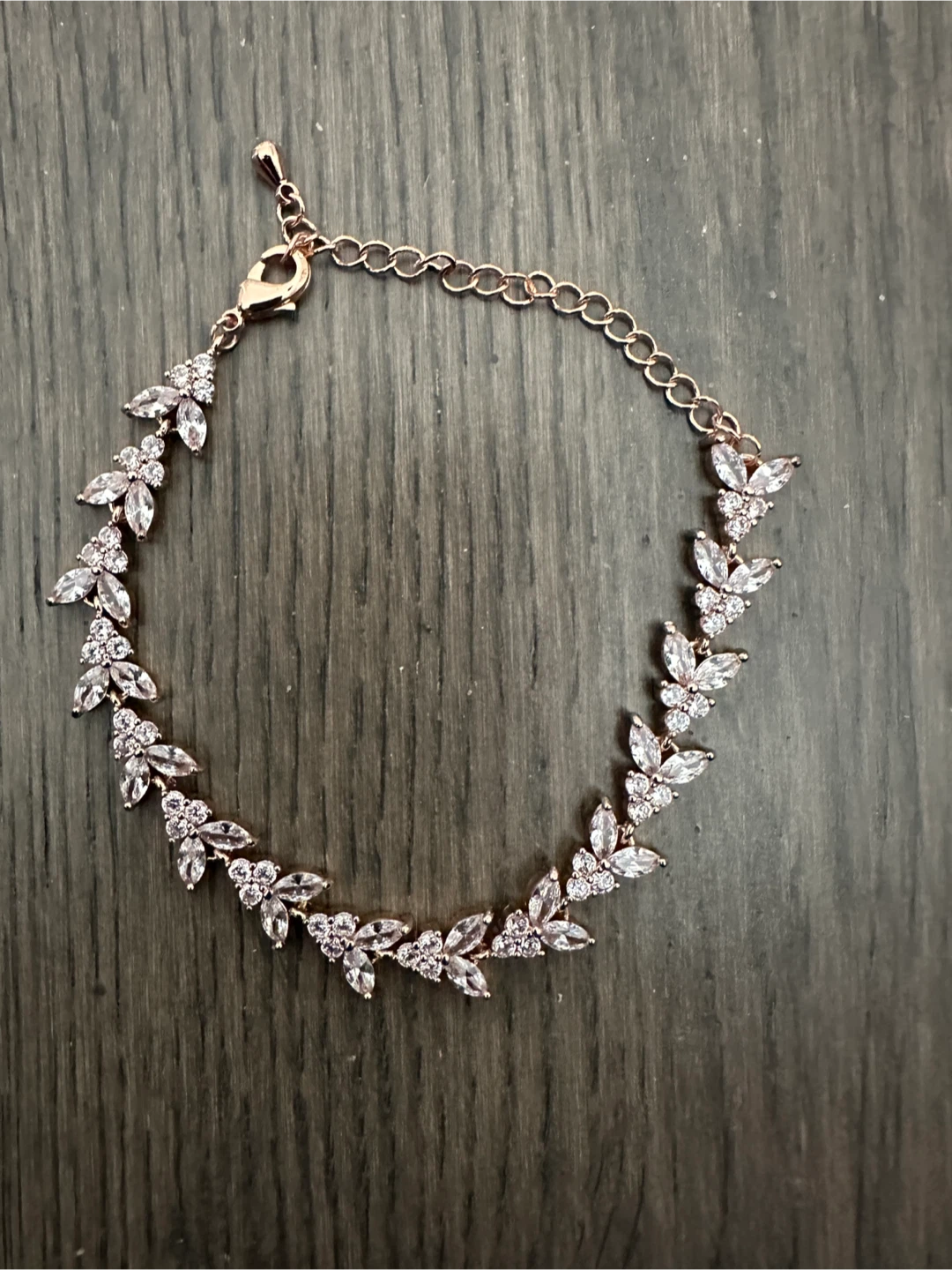 Rose Gold Crystal Leaf Bracelet