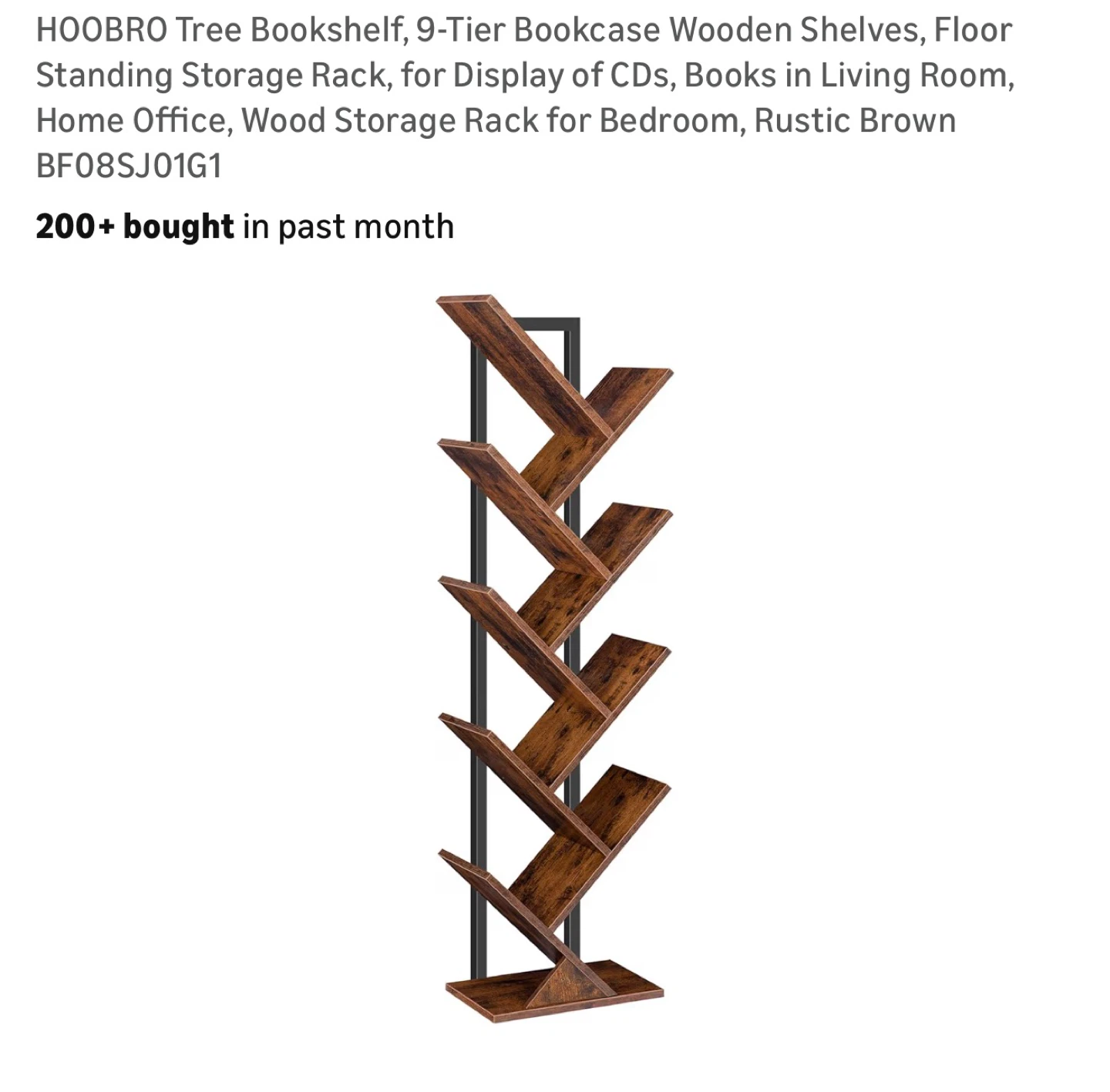 HOOBRO 9-Tier Tree Bookshelf - Rustic Brown