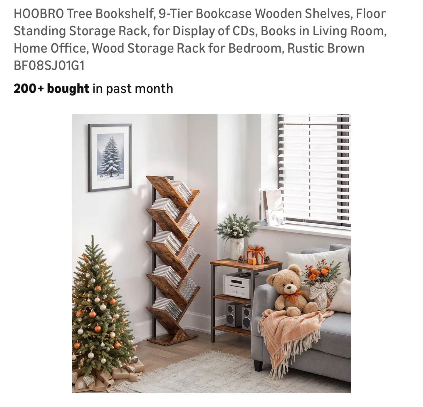 HOOBRO 9-Tier Tree Bookshelf - Rustic Brown - photo 2