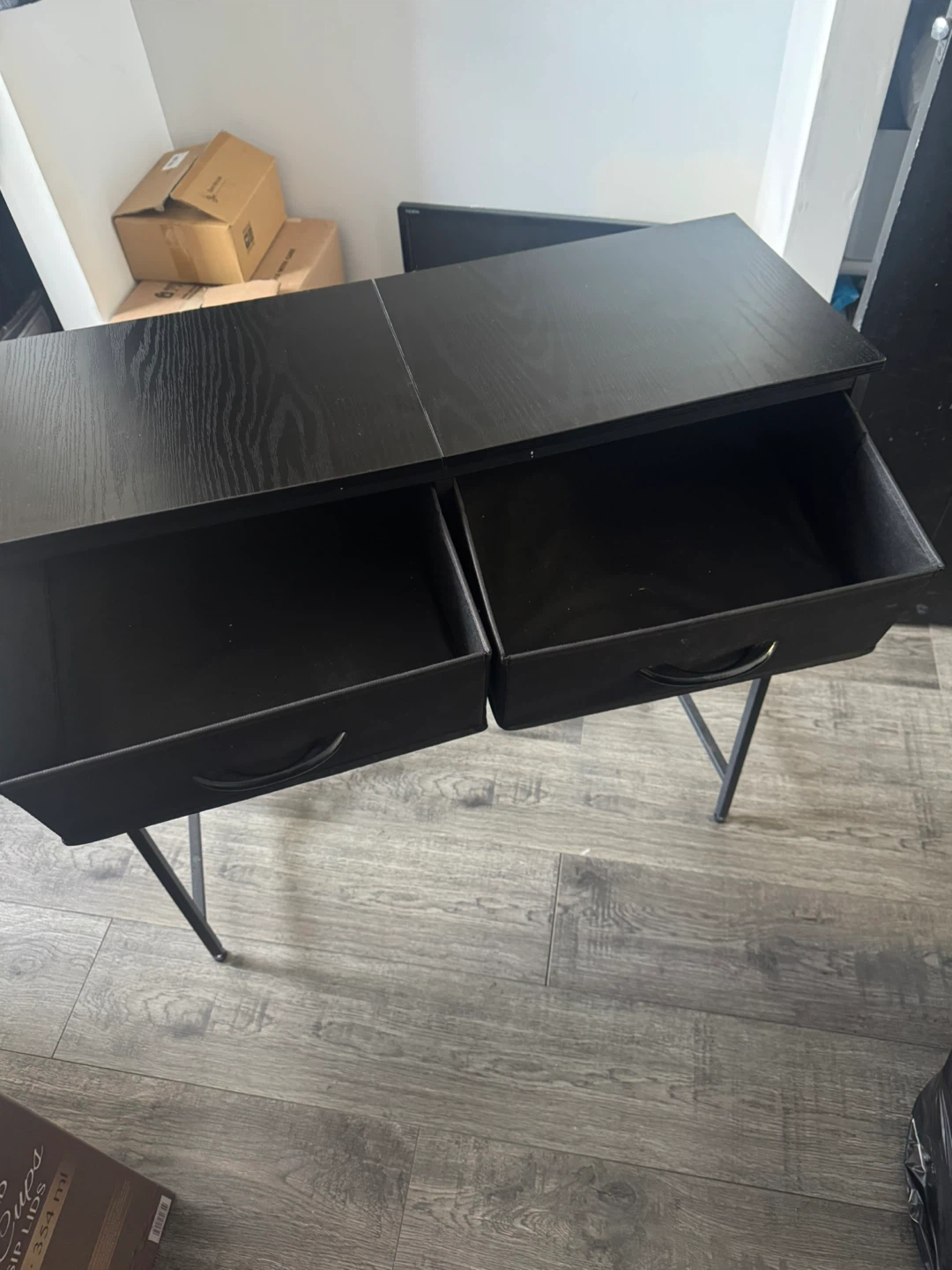 Black Desk with Built-in Power Strip and Drawer Storage - photo 3