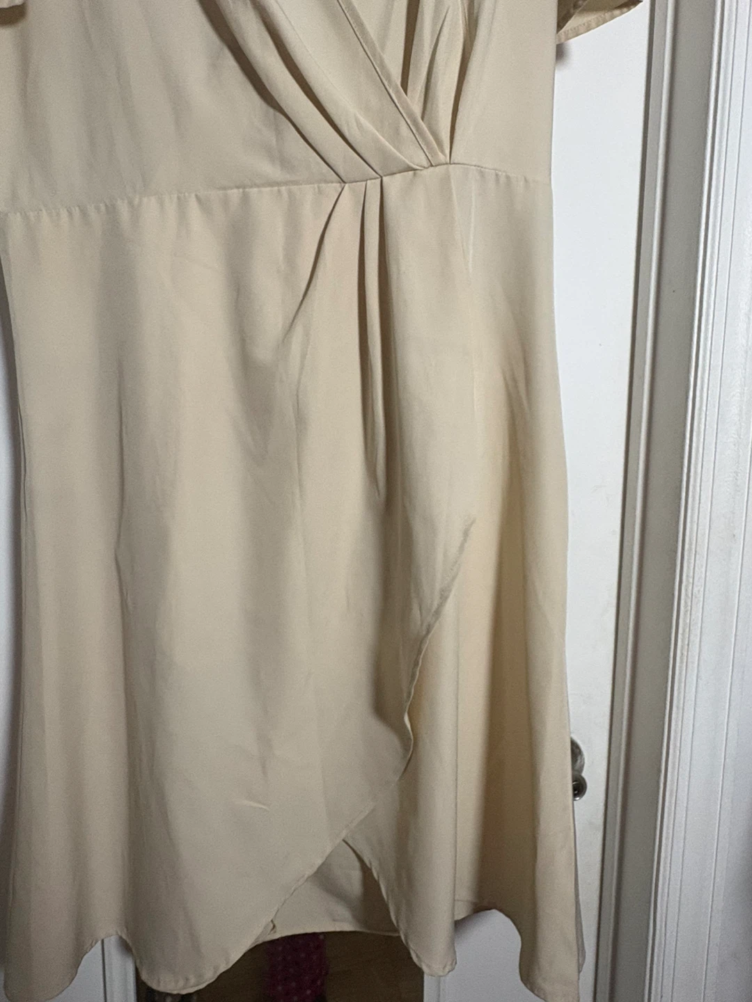 Women's Beige Faux Leather Wrap Dress - photo 4