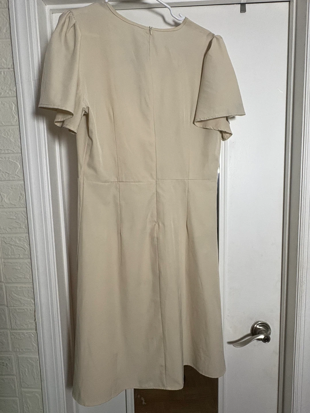 Women's Beige Faux Leather Wrap Dress - photo 5