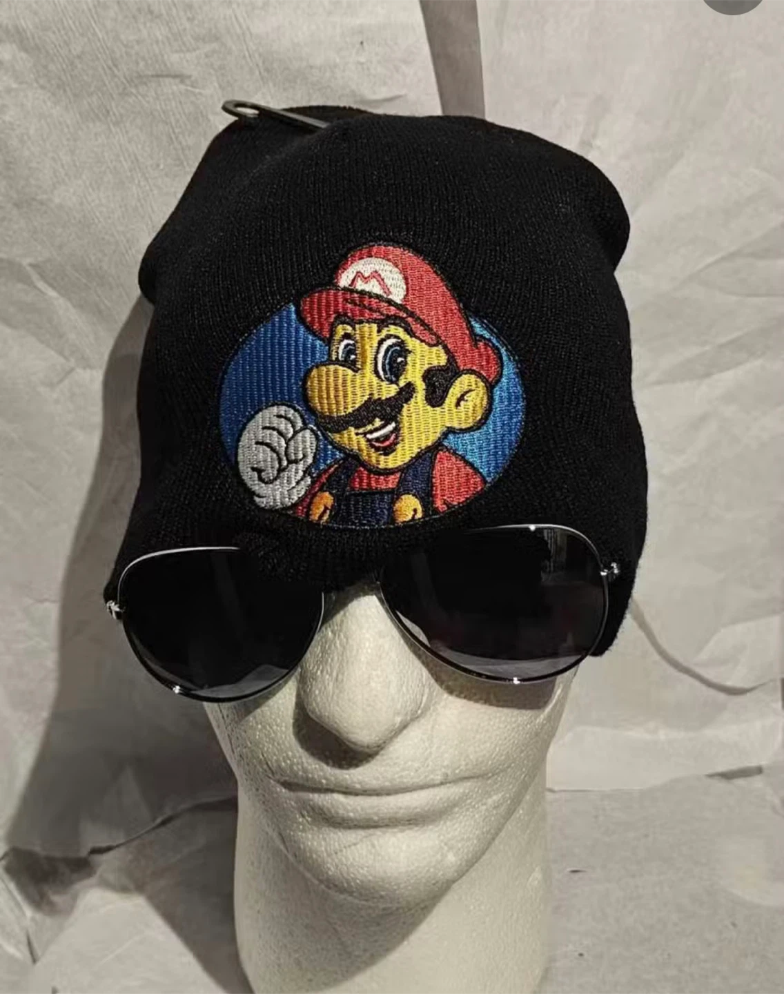 Black Beanie with Multiple Embroidered Logos - photo 2