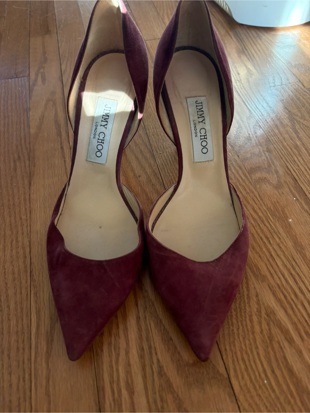 Jimmy Choo Suede D'Orsay Heels Burgundy Size 39.5