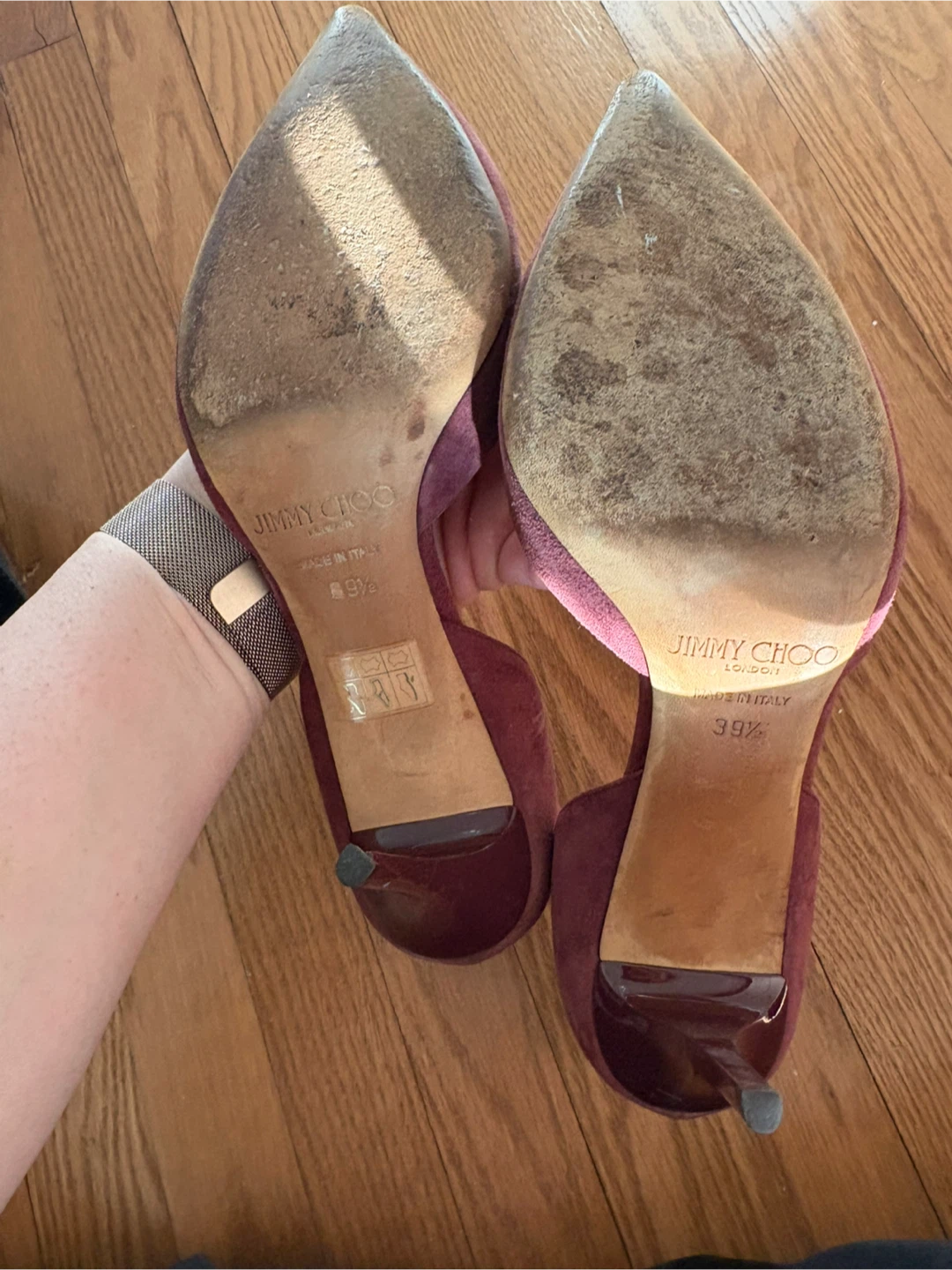 Jimmy Choo Suede D'Orsay Heels Burgundy Size 39.5 - photo 2
