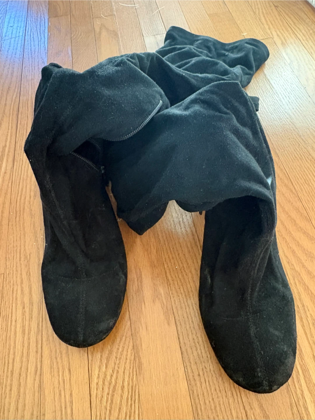 Black Suede Over-the-Knee Boots