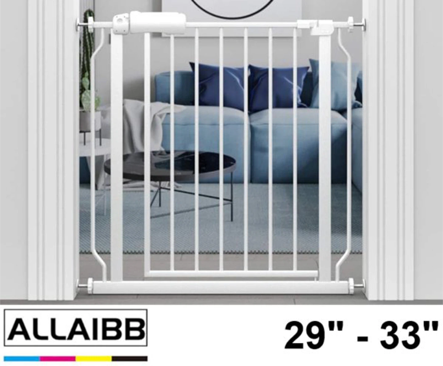 ALLAIBB Walk Through Baby Safety Gate 29"-33"