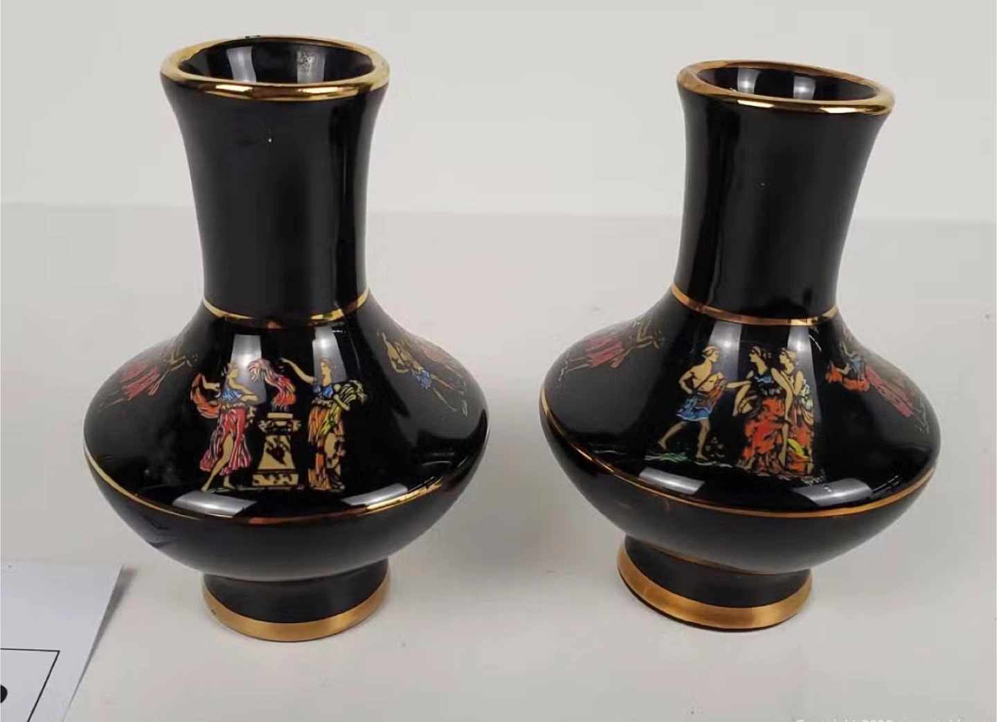 Pair of Greek Vases with 24k Gold Trim