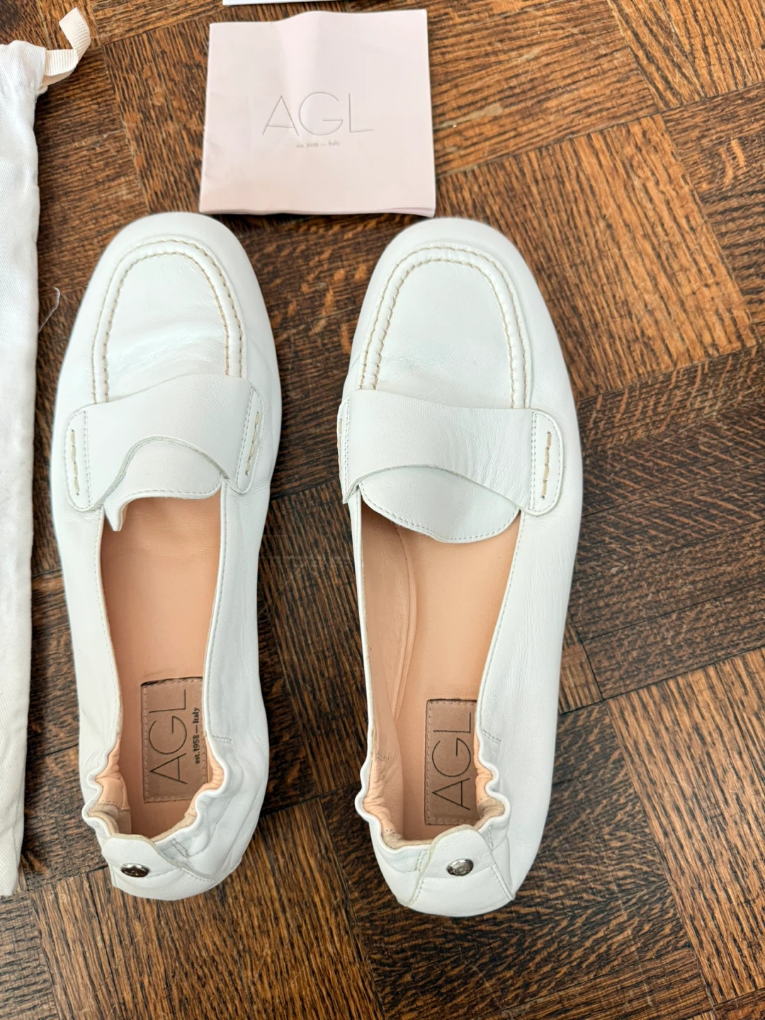 AGL White Leather Loafers - Size 8,5 - photo 2