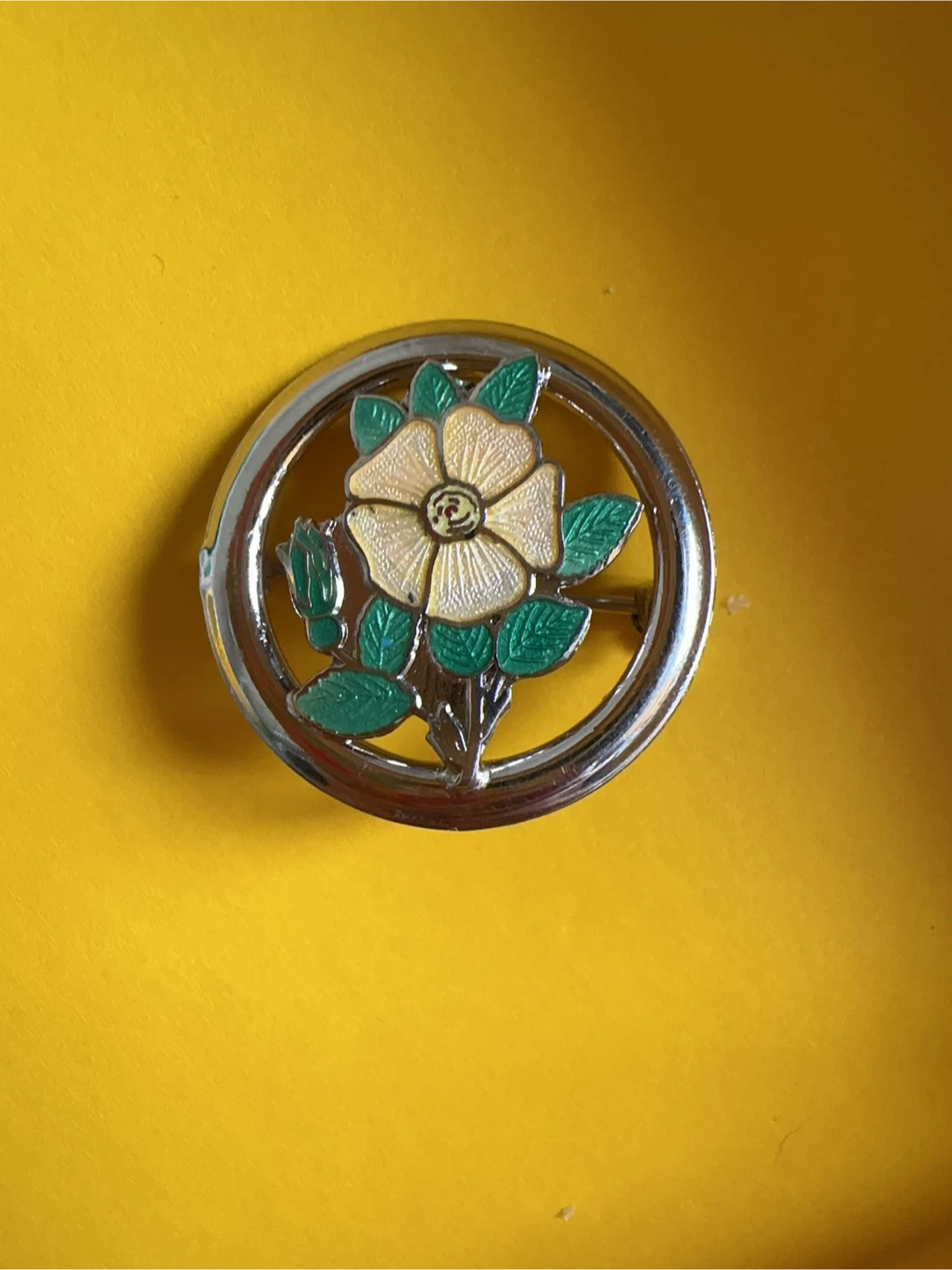 Sterling Silver Enamel Flower Brooch