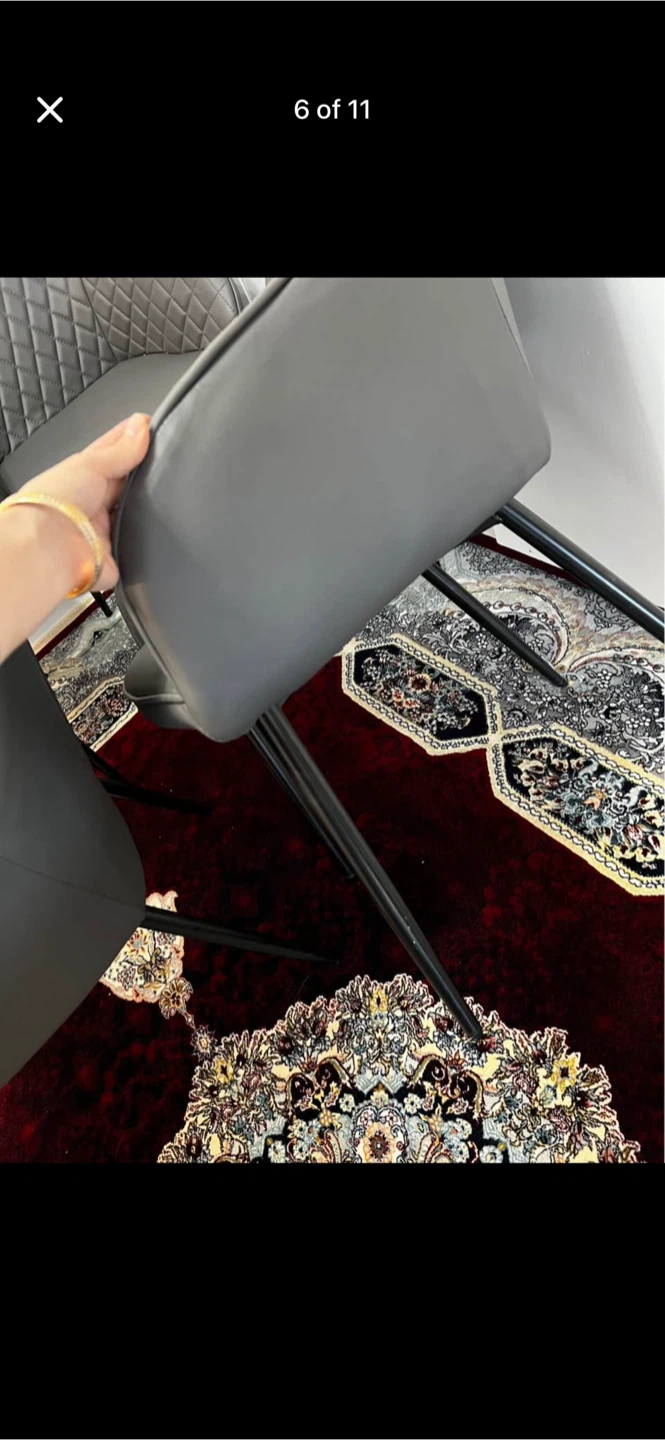 Set of 4 Grey Faux Leather Dining Chairs - photo 4