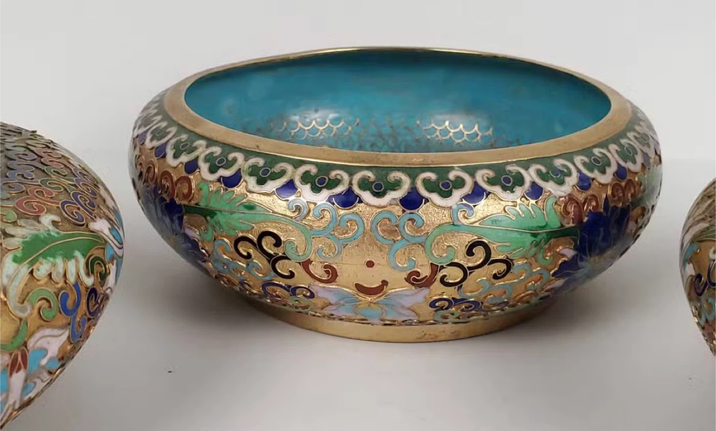 Vintage Cloisonné Lidded Jar and Bowl Set - photo 3