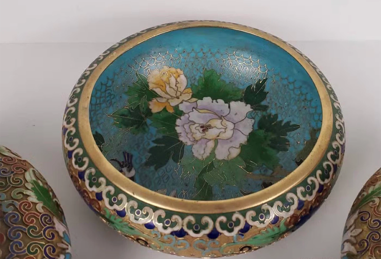 Vintage Cloisonné Lidded Jar and Bowl Set - photo 4