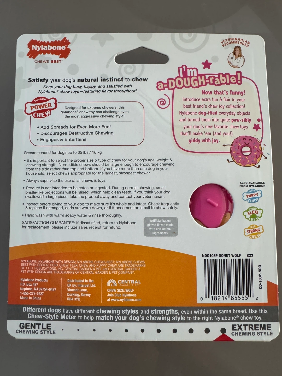Nylabone Power Chew Donut Dog Toy - Bacon Glazed Flavor - Medium - photo 2