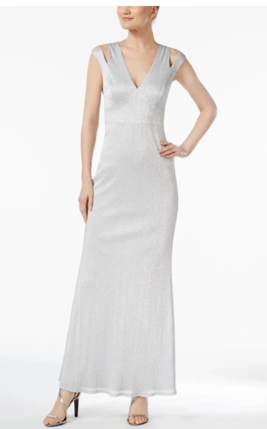 Calvin Klein Silver Sparkle Maxi Dress - small